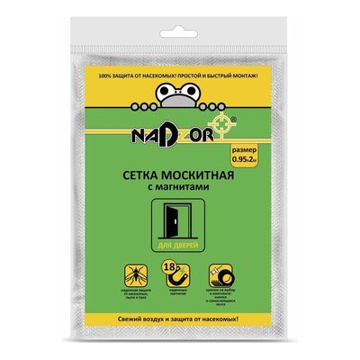 Москитная сетка на дверь с магнитами Nadzor 0.95х2 м, белая, в пакете, 126657