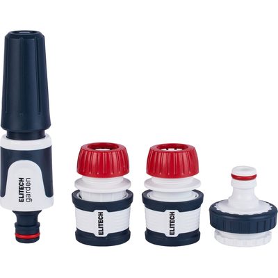 Комплект для полива Elitech HF 006 Garden 4 предмета: насадка д/шланга, 1/2"соед.,1/2"соед.с акваст 206030